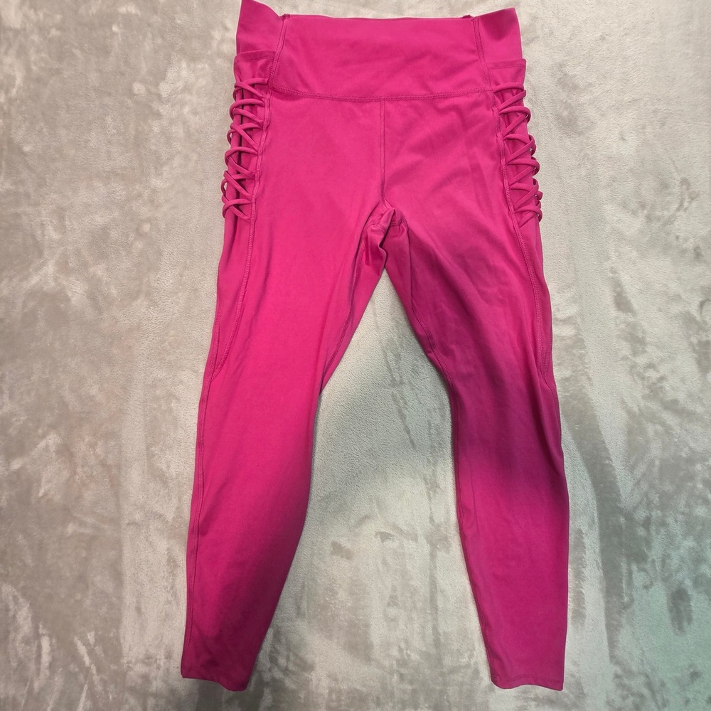 All in Motion Pink Lace Up Side High Waisted Leggings XXL Activewear Yoga Gym